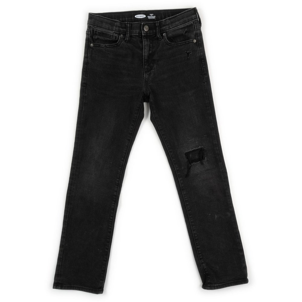 OLD NAVY boy's Karate Slim black distressed jeans